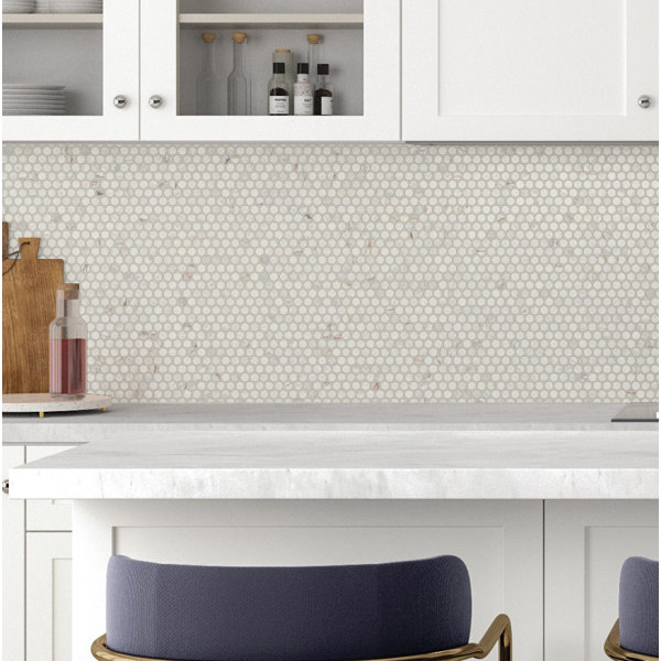 Daltile Famed 0.75'' x 0.75'' Creamic Penny Round Mosaic Title Wayfair